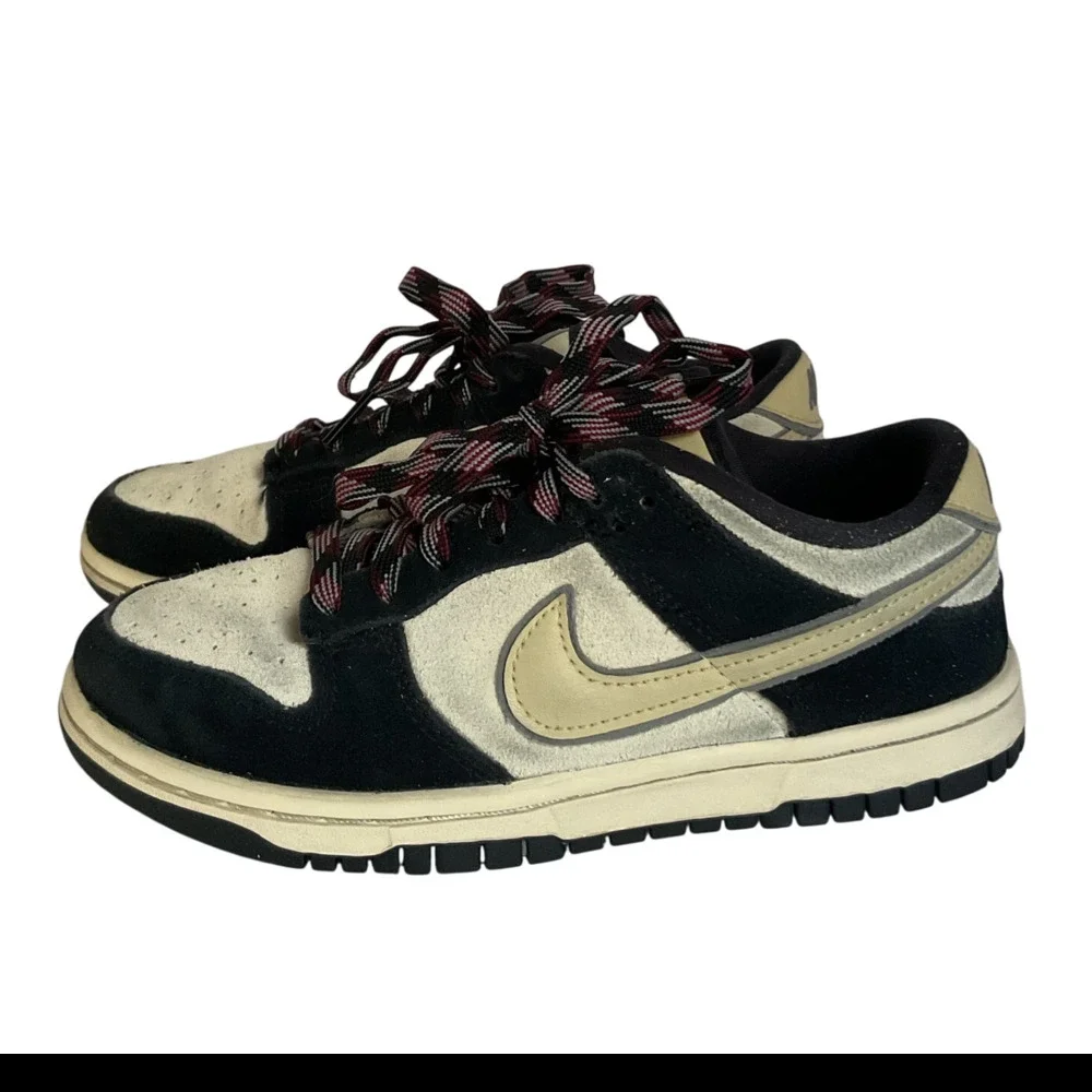 Nike Dunk Low Black Sail Suede Leather Sneakers Women’s 5 Youth 3.5